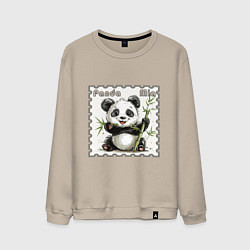 Свитшот хлопковый мужской Панда Миа акварель, цвет: миндальный