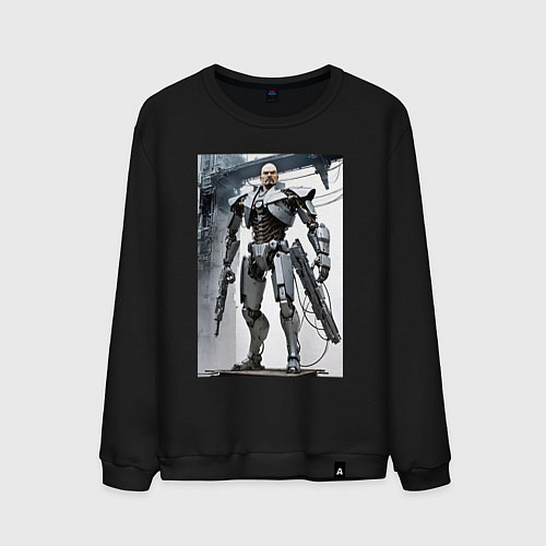 Мужской свитшот Ленин робот - киборг ai art / Черный – фото 1