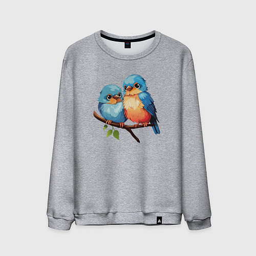 Мужской свитшот Разговор двух птичек / Меланж – фото 1
