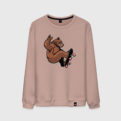 Свитшот хлопковый мужской Мишка скейтер, цвет: пыльно-розовый