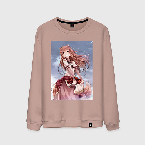 Мужской свитшот Волчица и пряности арт Холо / Пыльно-розовый – фото 1