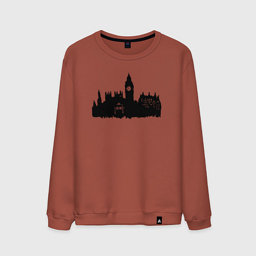 Мужской свитшот Тардис и Лондон / Кирпичный – фото 1