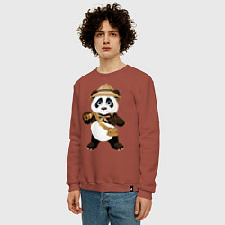 Свитшот хлопковый мужской Веселая панда следопыт, цвет: кирпичный — фото 2
