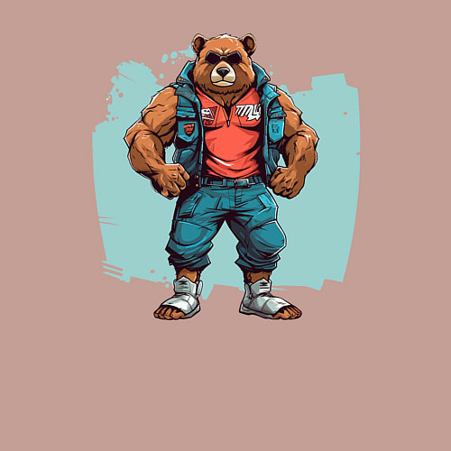 Мужской свитшот Медведь на стиле / Пыльно-розовый – фото 3