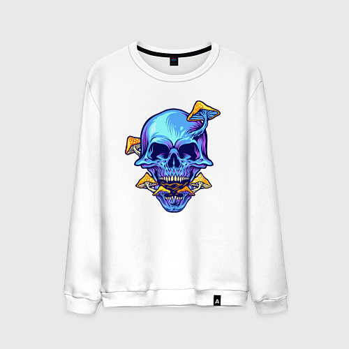 Мужской свитшот Череп с грибочками / Белый – фото 1