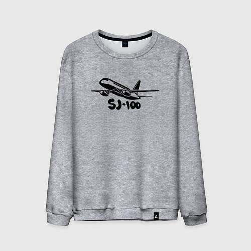 Мужской свитшот Сухой Суперджет 100 черный с надписью / Меланж – фото 1