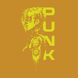 Свитшот хлопковый мужской Девушка панк неон - neon punk girl, цвет: горчичный — фото 2