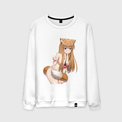 Свитшот хлопковый мужской Волчица и пряности Холо секси, цвет: белый