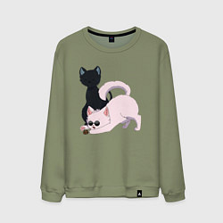 Свитшот хлопковый мужской Магическая битва Сатору Годзё Сугуру Гэто коты, цвет: авокадо