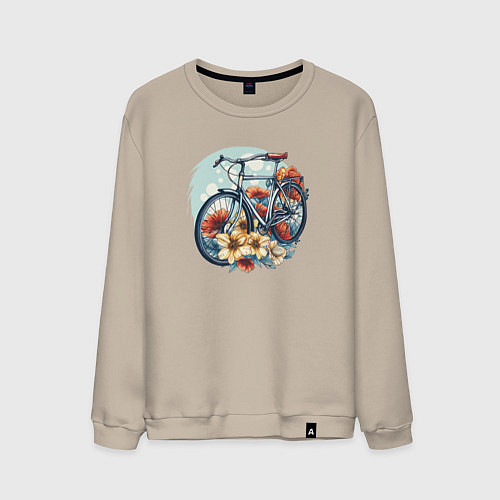 Мужской свитшот Велосипед в цветах / Миндальный – фото 1