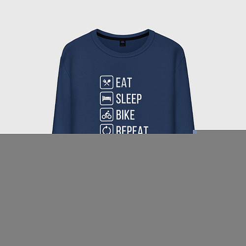 Мужской свитшот Eat sleep bike repeat / Тёмно-синий – фото 1