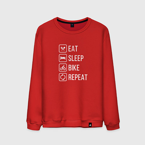 Мужской свитшот Eat sleep bike repeat / Красный – фото 1