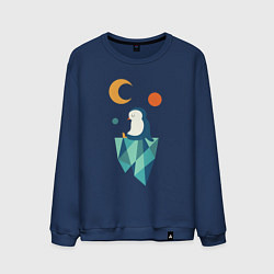 Свитшот хлопковый мужской Пингвин на айсберге, цвет: тёмно-синий