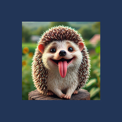 Мужской свитшот Милый ежик с высунутым языком / Тёмно-синий – фото 3