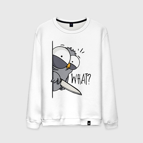 Мужской свитшот Серый филин с ножом / Белый – фото 1