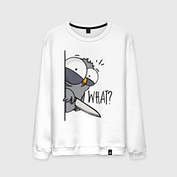 Свитшот хлопковый мужской Серый филин с ножом, цвет: белый
