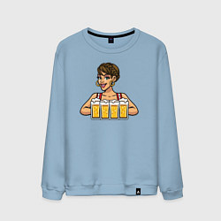 Свитшот хлопковый мужской Девушка с пивом, цвет: мягкое небо