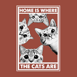 Свитшот хлопковый мужской Home is where the cats are, цвет: кирпичный — фото 2