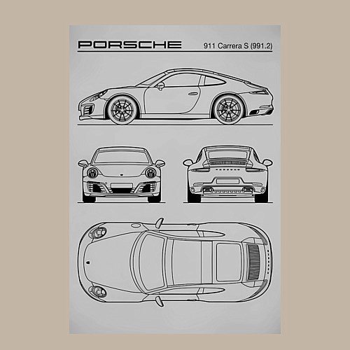 Мужской свитшот Porsche 911 гоночный автомобиль / Миндальный – фото 3