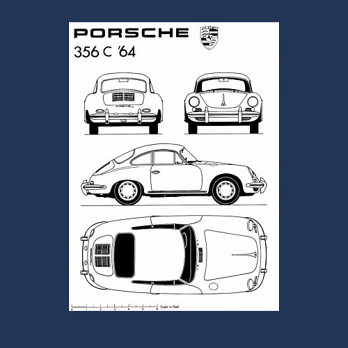 Мужской свитшот Машина Porsche / Тёмно-синий – фото 3