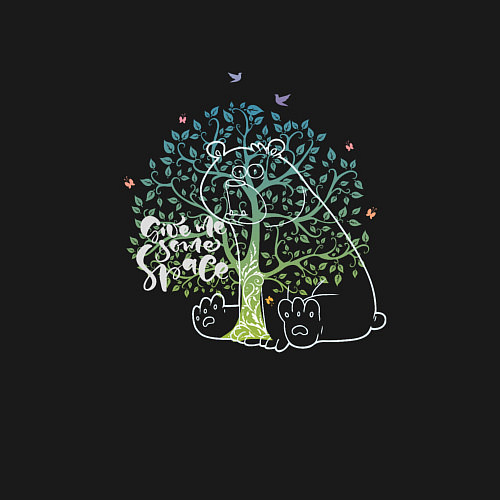 Мужской свитшот Медведь-интроверт / Черный – фото 3