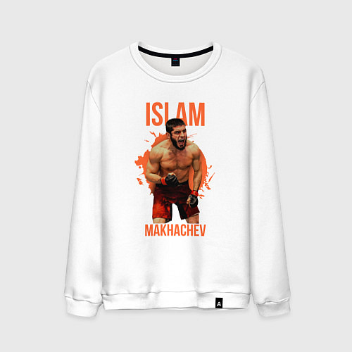 Мужской свитшот Ислам Махачев - боец / Белый – фото 1