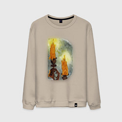 Свитшот хлопковый мужской Две свечи на подсвечнике, цвет: миндальный