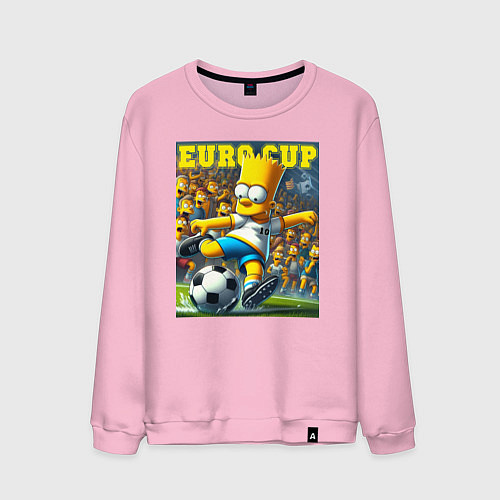 Мужской свитшот Euro cup - Bart Simpson / Светло-розовый – фото 1