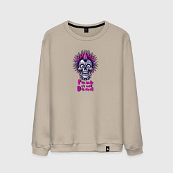 Свитшот хлопковый мужской Череп панка анархиста, цвет: миндальный