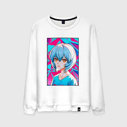 Мужской свитшот Аянами Рей аниме девушка с короткими волосами / Белый – фото 1