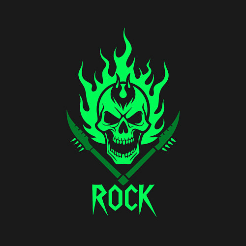 Мужской свитшот Яркий зеленый череп рок / Черный – фото 3