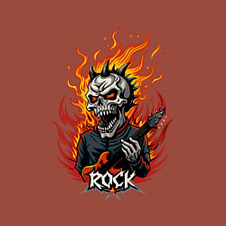 Свитшот хлопковый мужской Скелет рок музыкант, цвет: кирпичный — фото 2