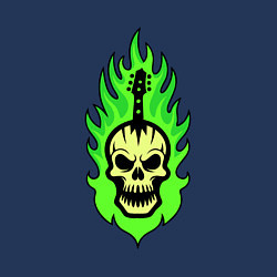 Свитшот хлопковый мужской Яркий зеленый череп в виде гитары, цвет: тёмно-синий — фото 2