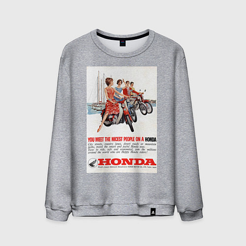 Мужской свитшот Honda мотоцикл / Меланж – фото 1