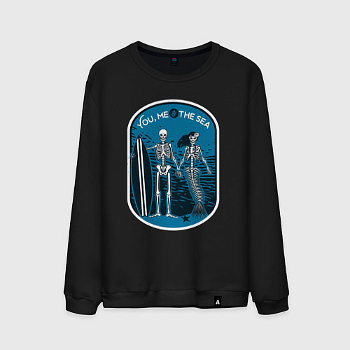 Мужской свитшот You me the sea / Черный – фото 1