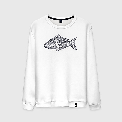 Мужской свитшот Механическая рыба / Белый – фото 1
