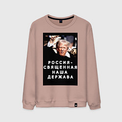 Свитшот хлопковый мужской Мем Трамп после покушения Россия держава, цвет: пыльно-розовый