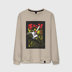 Свитшот хлопковый мужской Человек-бензопила Денджи воплощение демона, цвет: миндальный