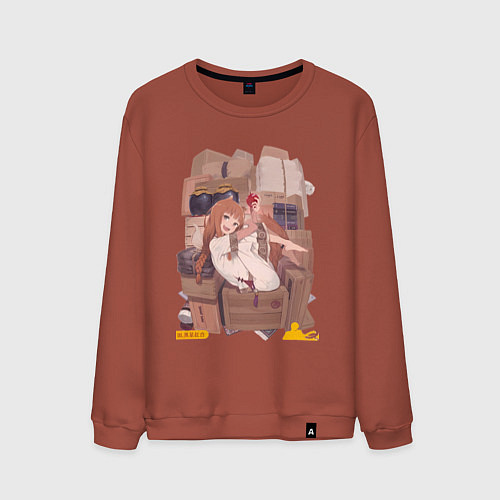Мужской свитшот Волчица и пряности Холо арт / Кирпичный – фото 1