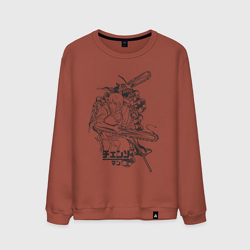 Мужской свитшот Человек-бензопила Денджи Макима / Кирпичный – фото 1