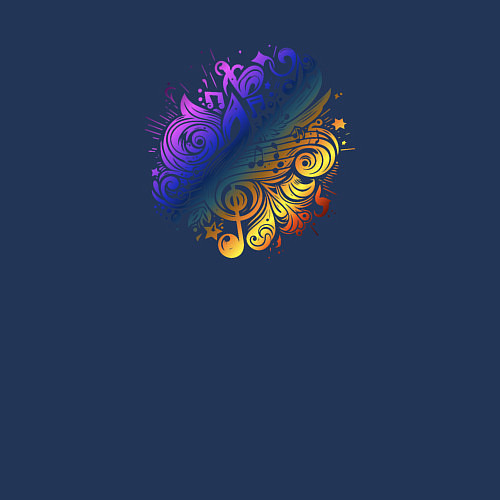 Мужской свитшот Орнамент со скрипичным ключом / Тёмно-синий – фото 3