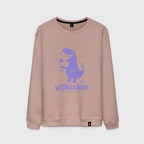 Мужской свитшот Винозавр с бокалом вина / Пыльно-розовый – фото 1