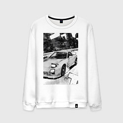 Свитшот хлопковый мужской Mazda rx-7 авто, цвет: белый