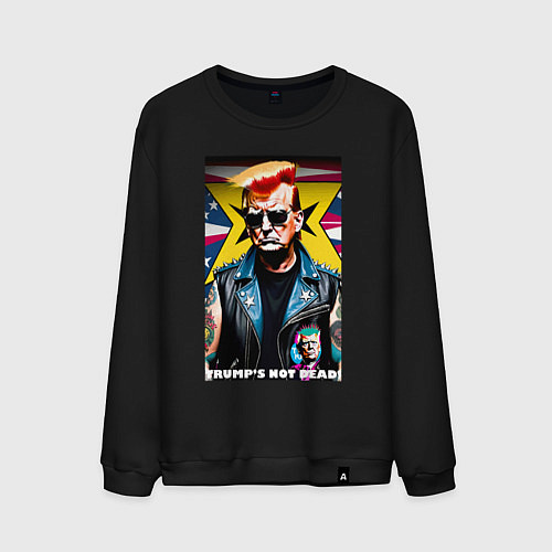 Мужской свитшот Trumps not dead - ai punk art / Черный – фото 1