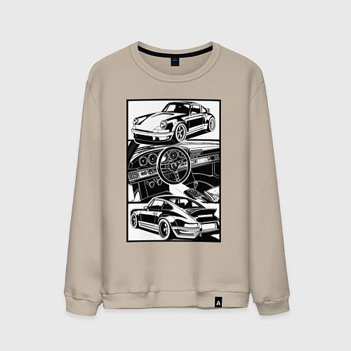 Мужской свитшот Porsche автомобиль классический / Миндальный – фото 1