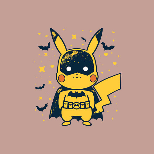 Мужской свитшот Пикачу бэтмен / Пыльно-розовый – фото 3