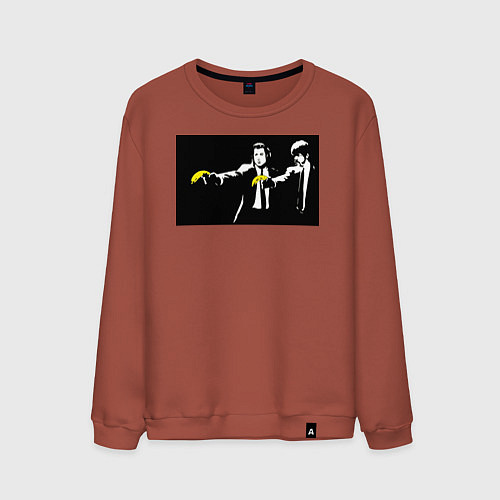 Мужской свитшот Бэнкси банановое чтиво / Кирпичный – фото 1