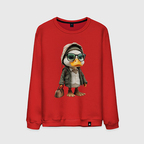Мужской свитшот Утка с сумкой / Красный – фото 1