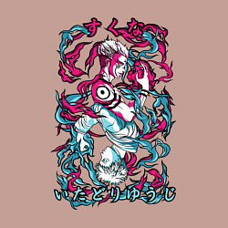 Свитшот хлопковый мужской Магическая битва Итадори х Сукуна неон, цвет: пыльно-розовый — фото 2