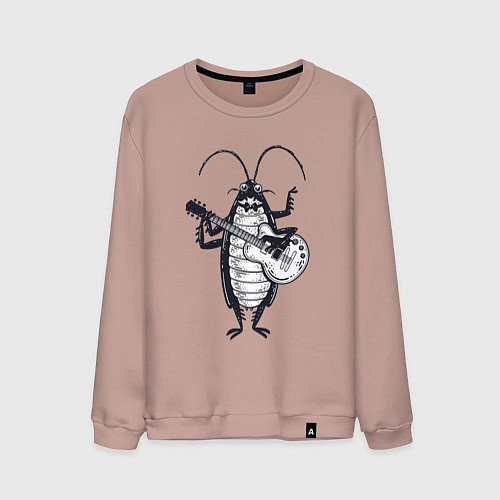 Мужской свитшот Таракан гитарист / Пыльно-розовый – фото 1